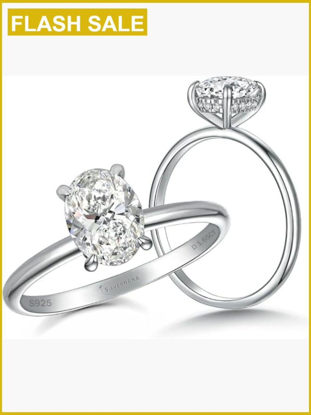 1.5ct Oval Moissanite Engagement Ring Sterling Silver VVS1 D Color Promise Ring